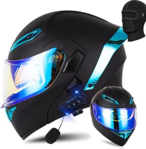 Unisex Adult Flip-Up Motorcycle Helmet, Carbon Fiber, Anti-Fog Visor, Aerodynamic Design, Integrated Bluetooth, DOT Approved, Sizes S-XXL