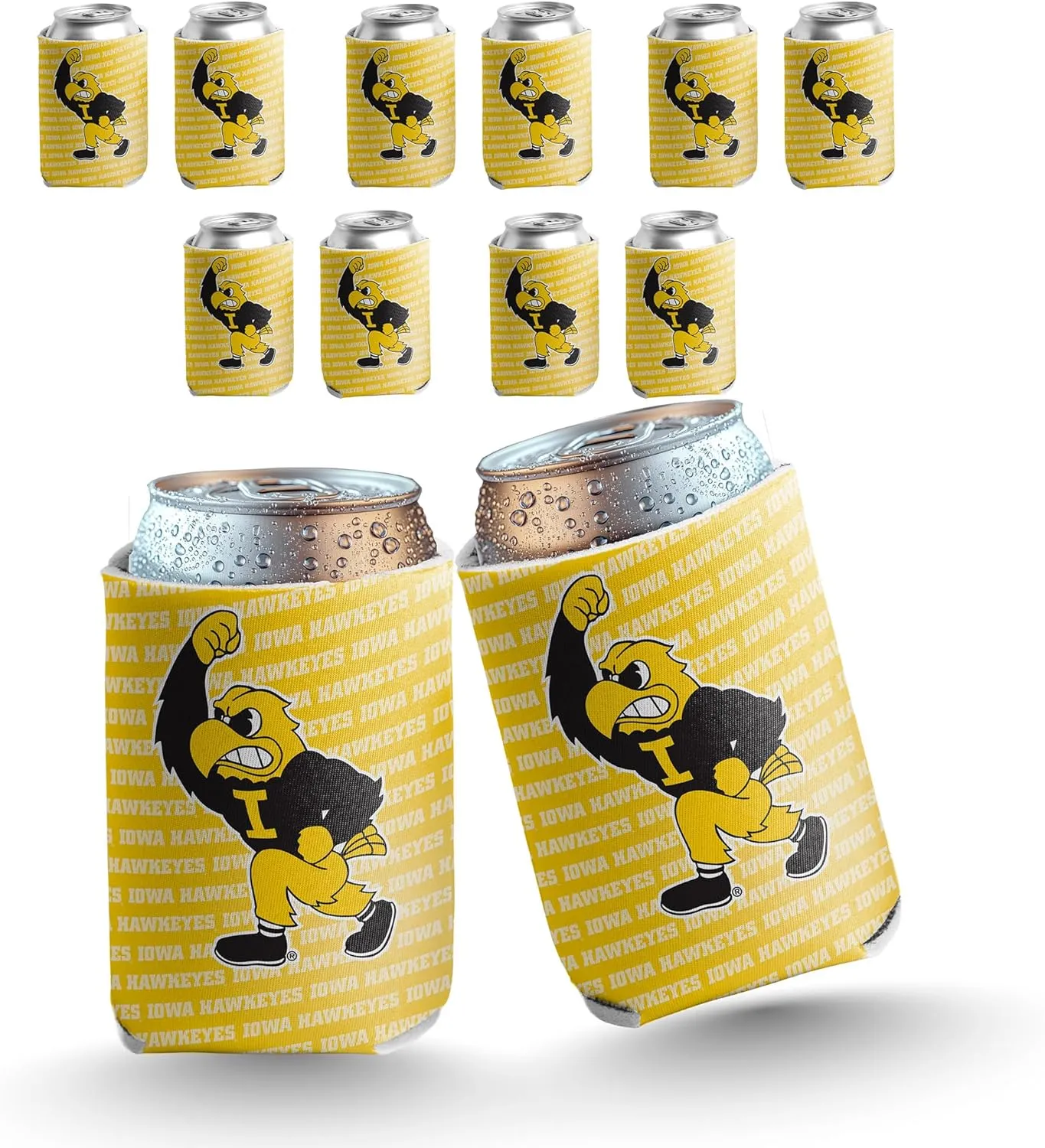University of Iowa Can Coolers – 6-Pack Officially Licensed Hawkeyes Drink Sleeves – Fits 12oz Cans & Bottles – Foam Insulated for Tailgating, BBQs & Game Day – VictoryStore