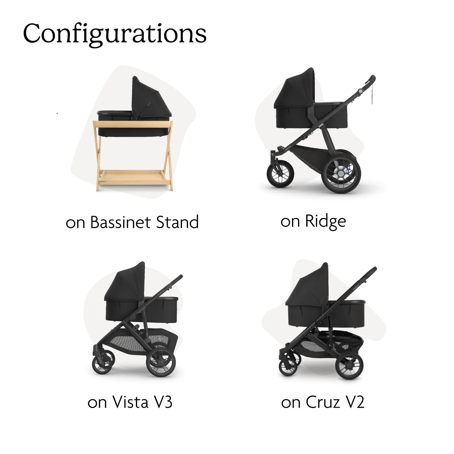 UPPAbaby Bassinet V3 - Compatible with Vista, Cruz, Ridge Strollers - Overnight Sleep Solution - Mattress, Sheet and Bug Shield Included - Greyson (Charcoal Mélange/Carbon Frame)