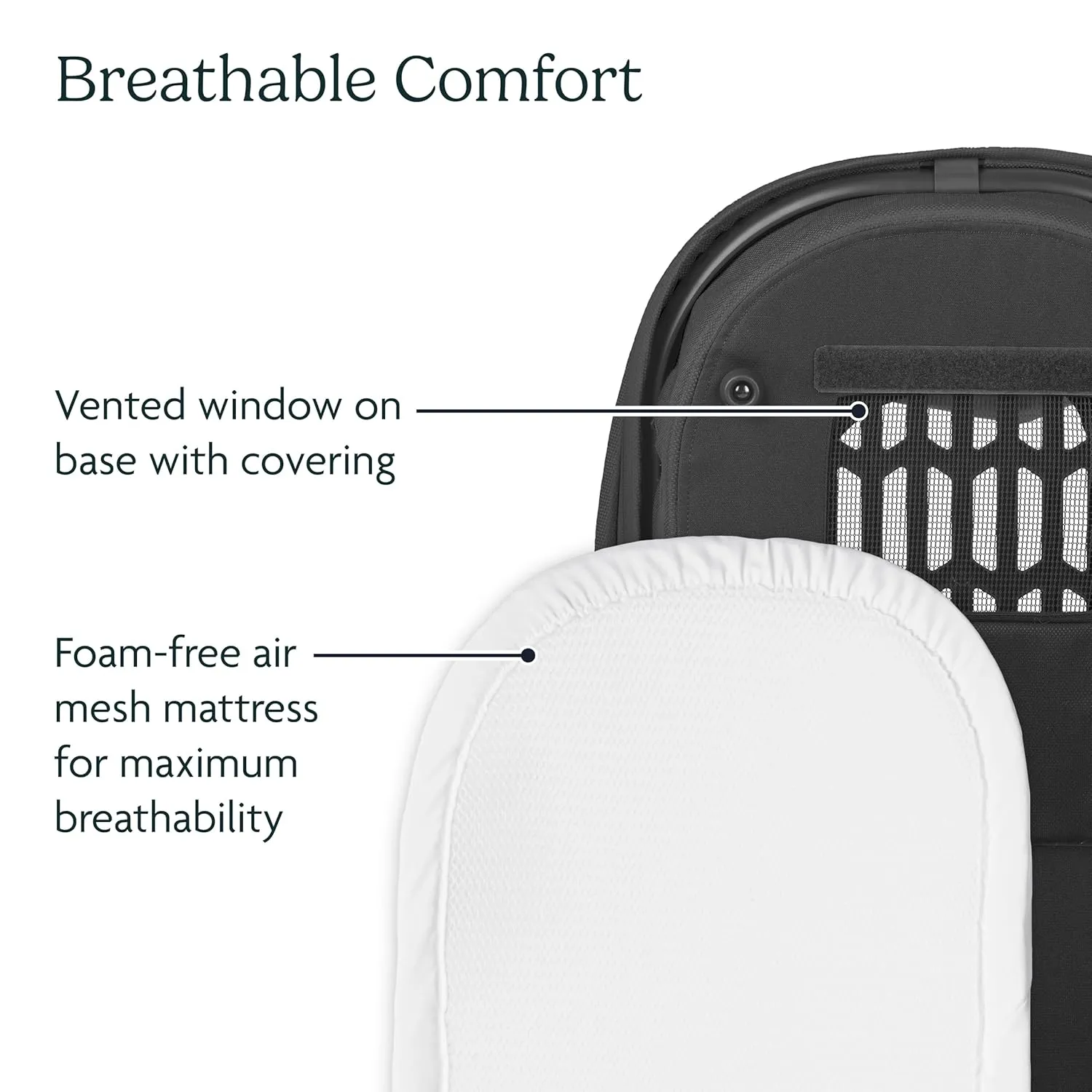 UPPAbaby Bassinet V3 - Compatible with Vista, Cruz, Ridge Strollers - Overnight Sleep Solution - Mattress, Sheet and Bug Shield Included - Greyson (Charcoal Mélange/Carbon Frame)