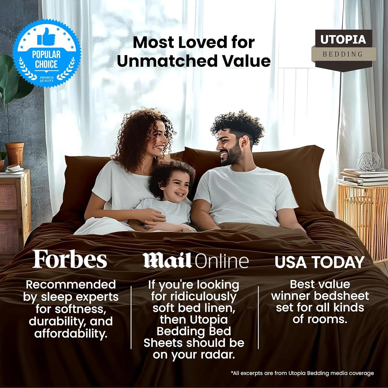 Utopia Bedding Full Sheet Set – 4 Piece Bed Sheets for Full Size Bed, Soft and Breathable Microfiber, Includes 1 Fitted Sheet, 1 Flat Sheet and 2 Pillowcases (Brown)