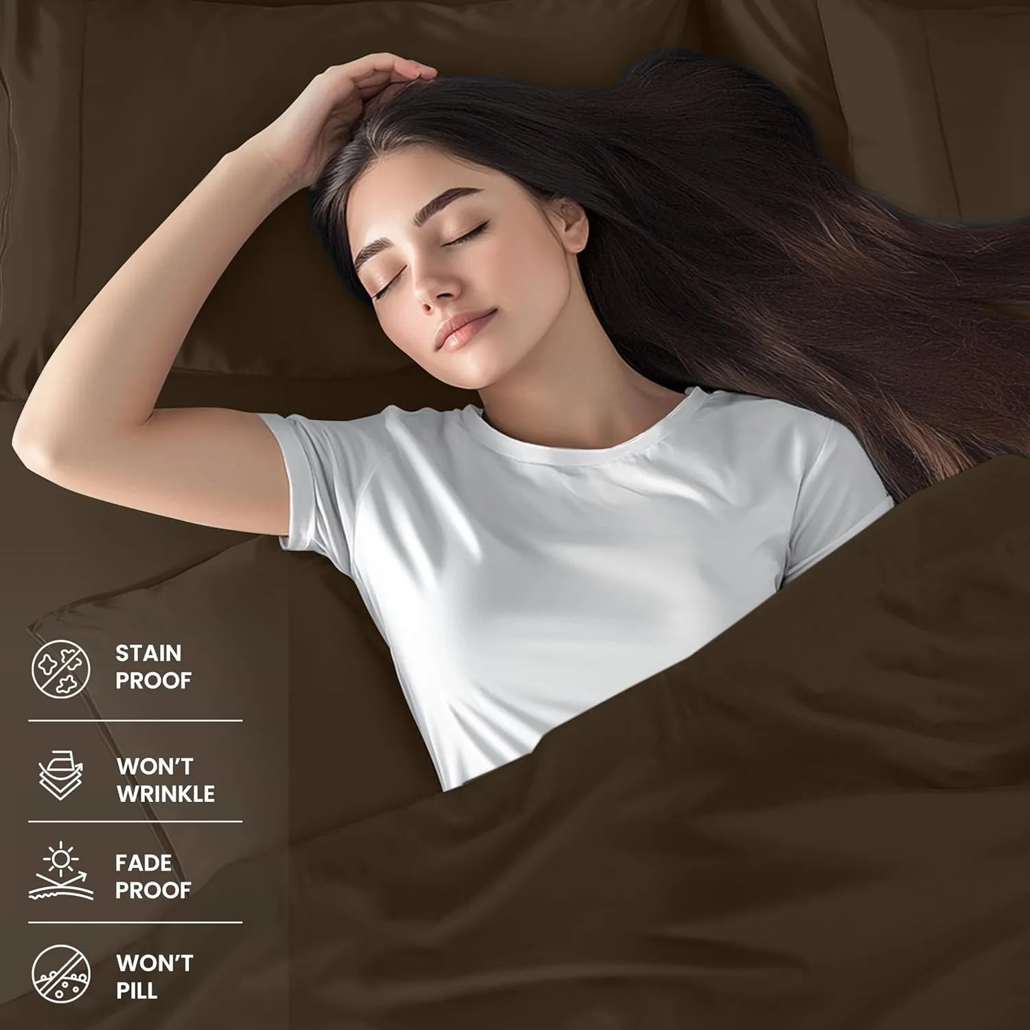 Utopia Bedding Full Sheet Set – 4 Piece Bed Sheets for Full Size Bed, Soft and Breathable Microfiber, Includes 1 Fitted Sheet, 1 Flat Sheet and 2 Pillowcases (Brown)