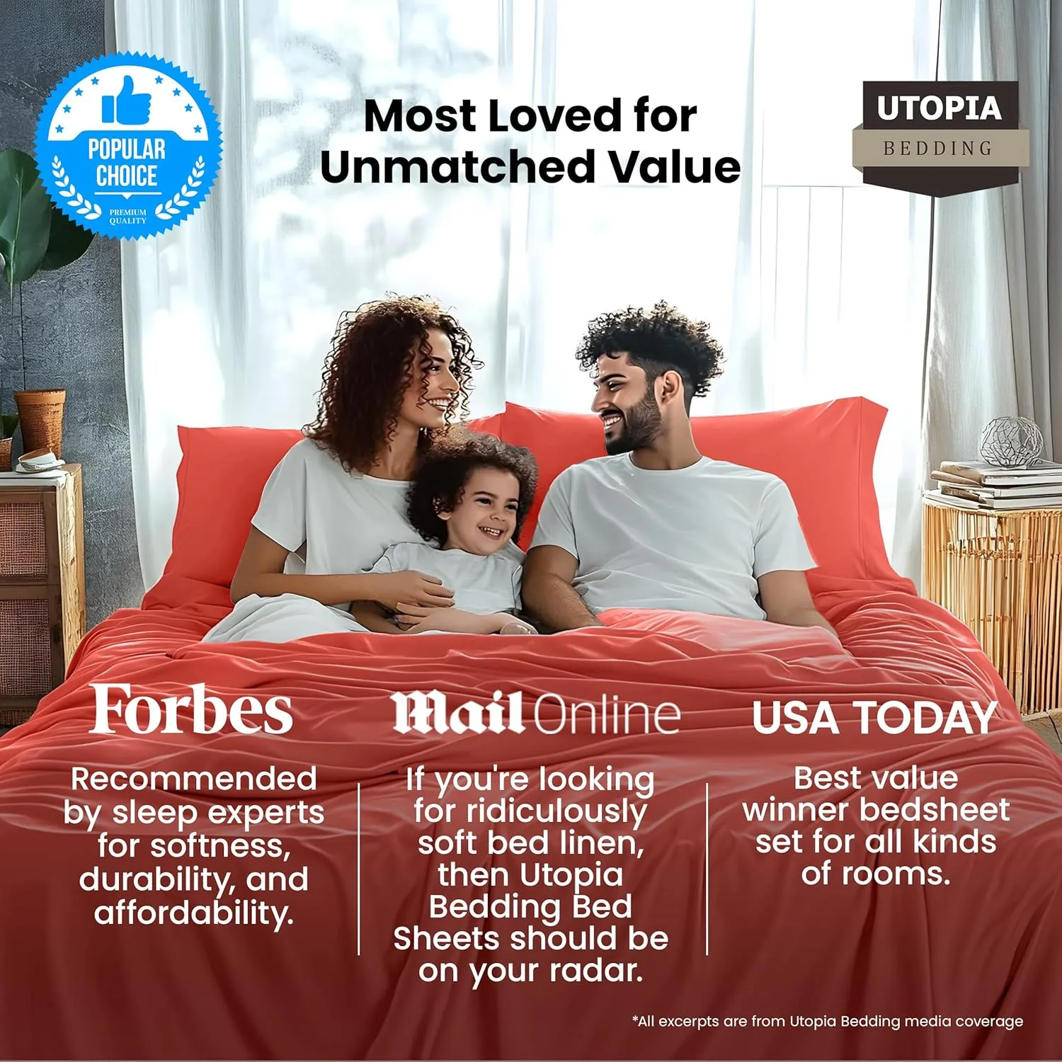 Utopia Bedding Full Sheet Set – 4 Piece Bed Sheets for Full Size Bed, Soft and Breathable Microfiber, Includes 1 Fitted Sheet, 1 Flat Sheet and 2 Pillowcases (Coral)
