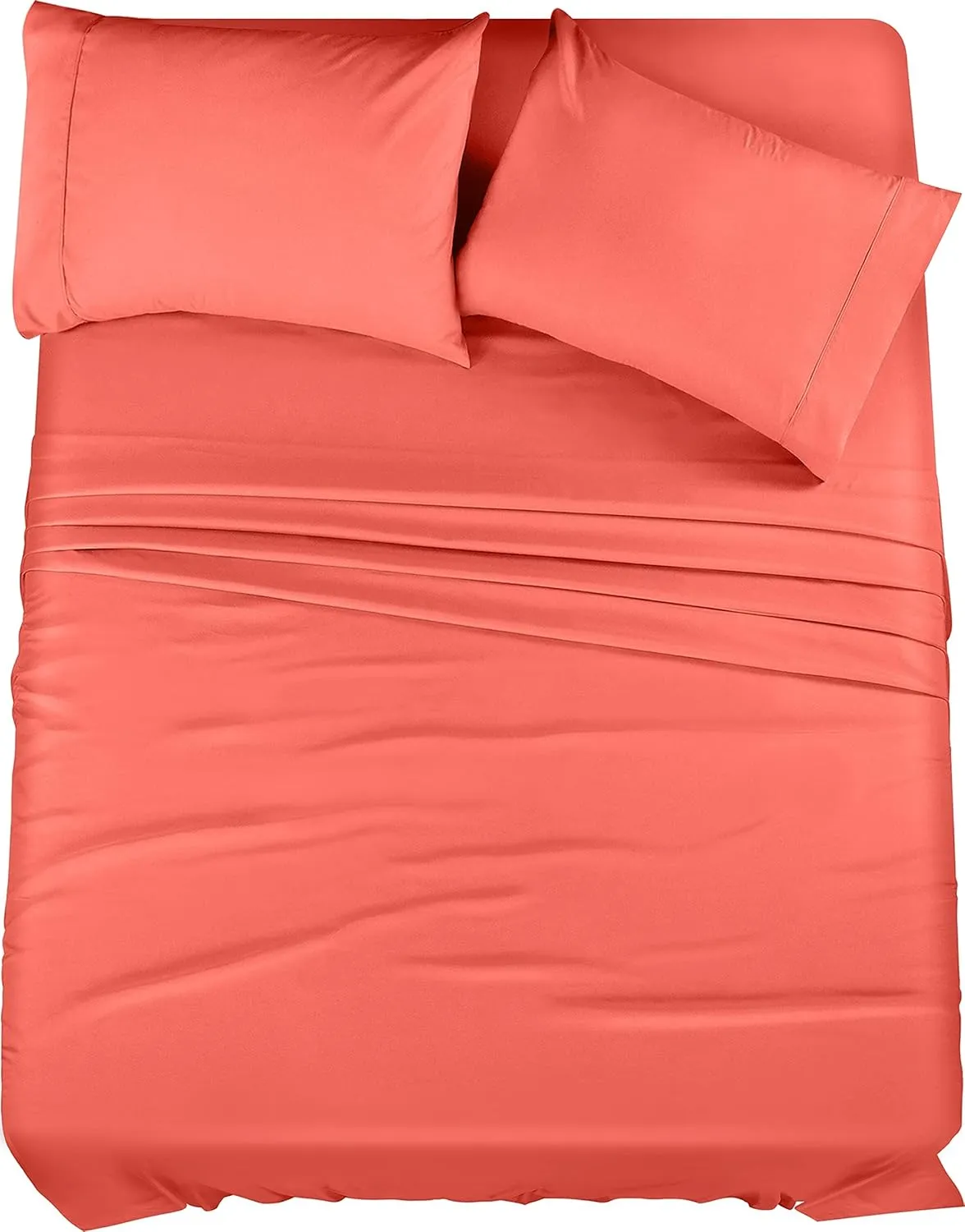 Utopia Bedding Full Sheet Set – 4 Piece Bed Sheets for Full Size Bed, Soft and Breathable Microfiber, Includes 1 Fitted Sheet, 1 Flat Sheet and 2 Pillowcases (Coral)