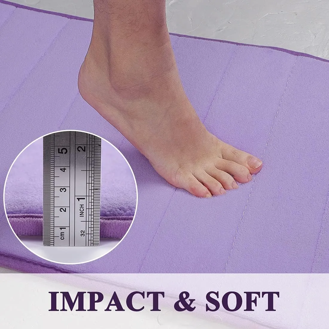 uxcell Memory Foam Bath Mat, Absorbent Runner Kitchen Rug, Soft and Comfortable Runner Floor Mat for Kitchen Bathroom Floors 16" x 47", Light Purple