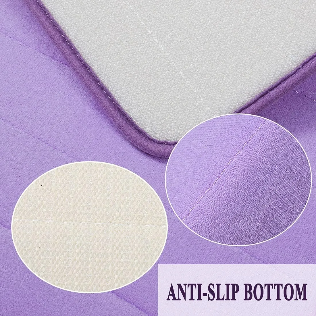 uxcell Memory Foam Bath Mat, Absorbent Runner Kitchen Rug, Soft and Comfortable Runner Floor Mat for Kitchen Bathroom Floors 16" x 47", Light Purple