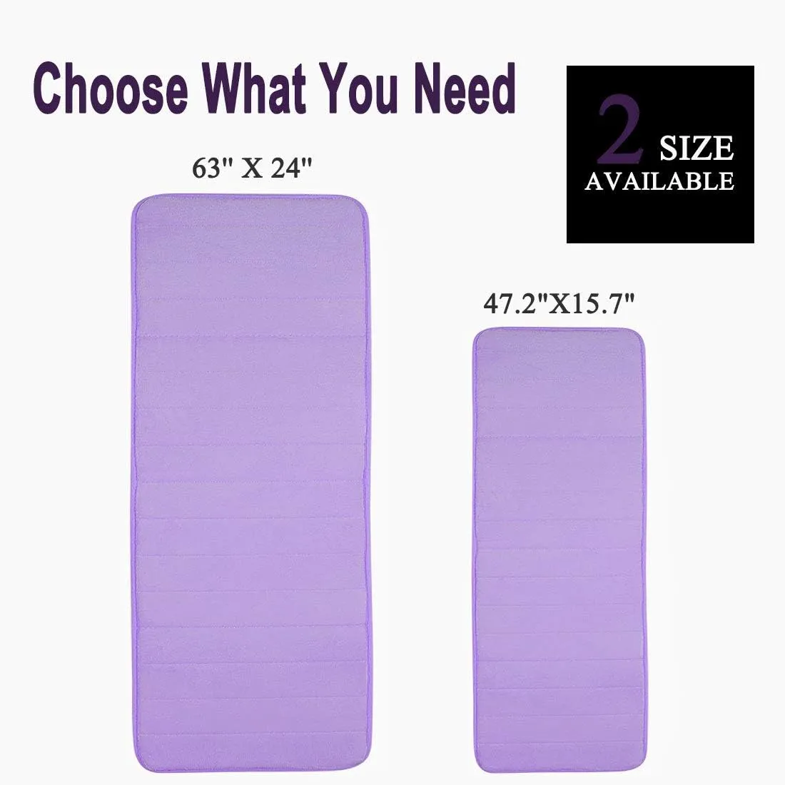 uxcell Memory Foam Bath Mat, Absorbent Runner Kitchen Rug, Soft and Comfortable Runner Floor Mat for Kitchen Bathroom Floors 16" x 47", Light Purple