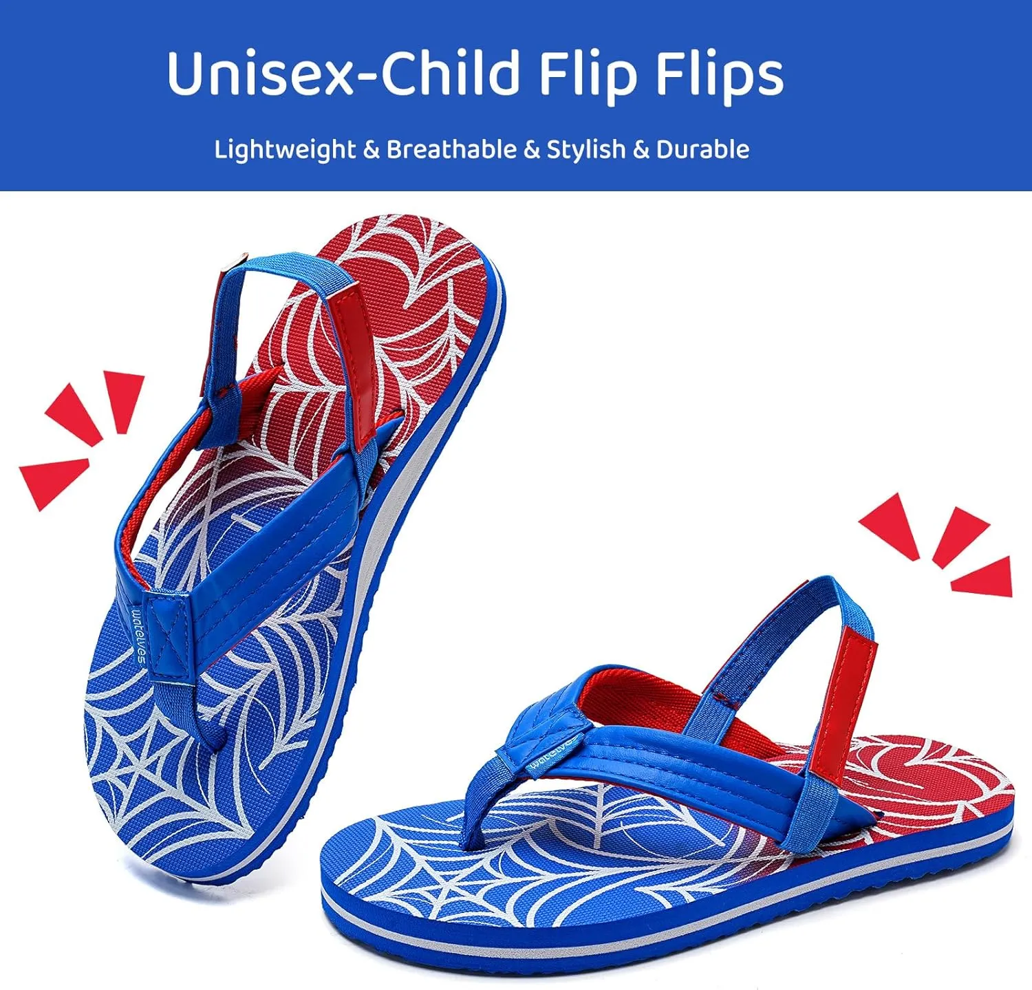 WateLves Toddler Flip Flops Girls Boys Sandals Shoes Kids Slip on Summer Sandals for Bath Shower Beach Pool (Toddler/Little Kid/Big Kid)