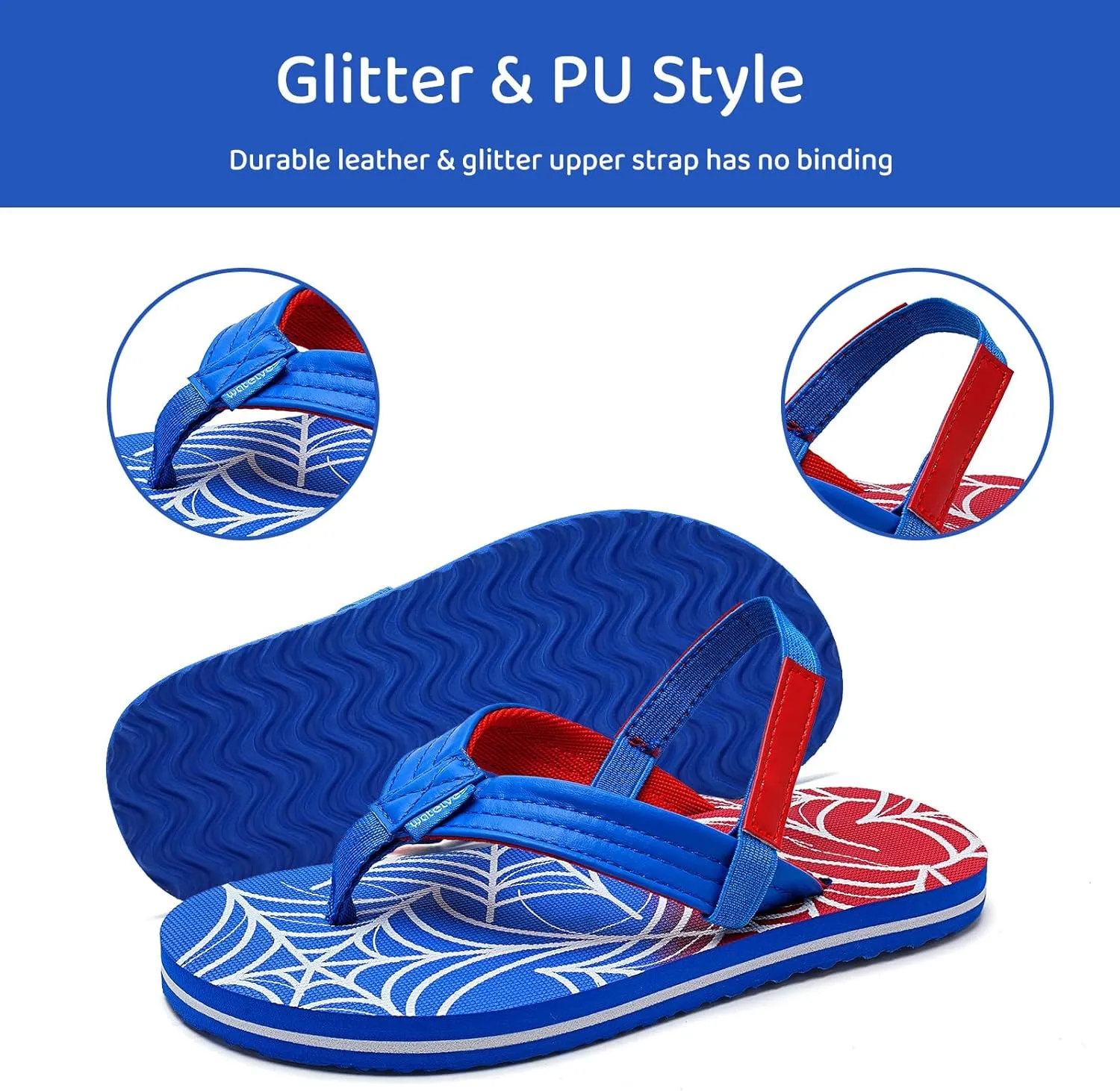WateLves Toddler Flip Flops Girls Boys Sandals Shoes Kids Slip on Summer Sandals for Bath Shower Beach Pool (Toddler/Little Kid/Big Kid)