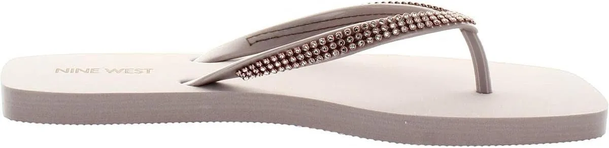 West Flat Flops Sandals Rhinestones Trusted by customers Thong Beachy Superior-grade On Slip FLIPS8 White Flip Nine