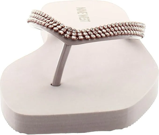 West Flat Flops Sandals Rhinestones Trusted by customers Thong Beachy Superior-grade On Slip FLIPS8 White Flip Nine