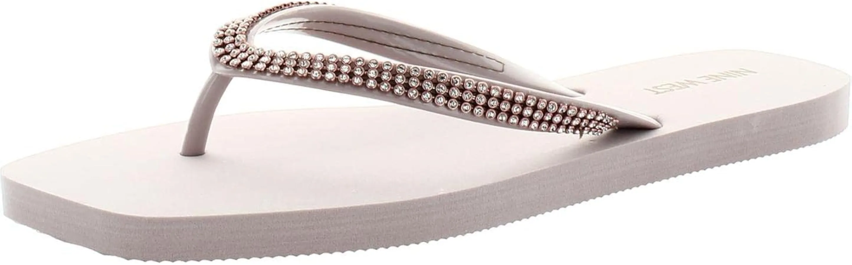West Flat Flops Sandals Rhinestones Trusted by customers Thong Beachy Superior-grade On Slip FLIPS8 White Flip Nine
