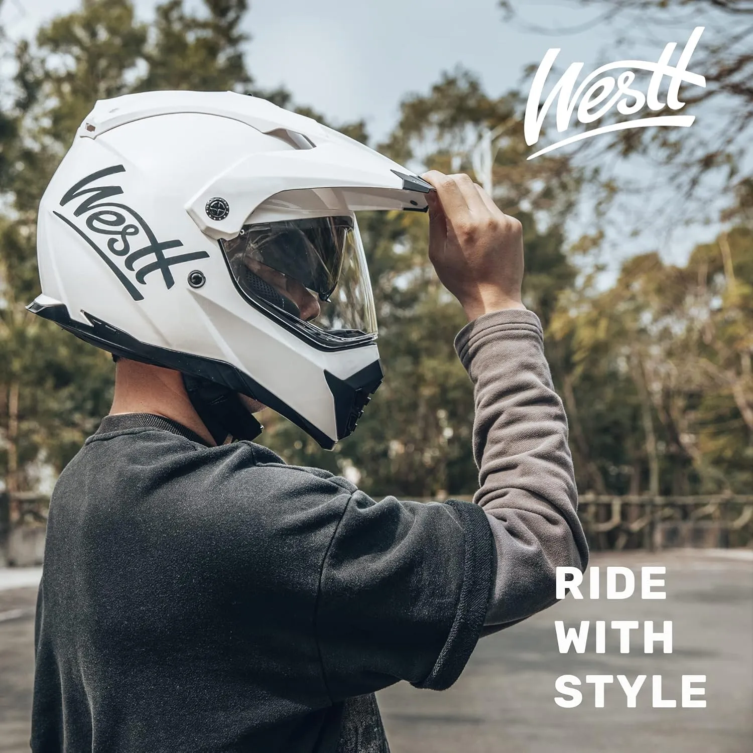 Westt Dual Sport Motorcycle Helmet Off-Road Helmets for Adults, Dual Visor Motorcycle Helmet - Full Face ATV UTV Helmet Dirt Bike Motocross Helmets DOT Approved