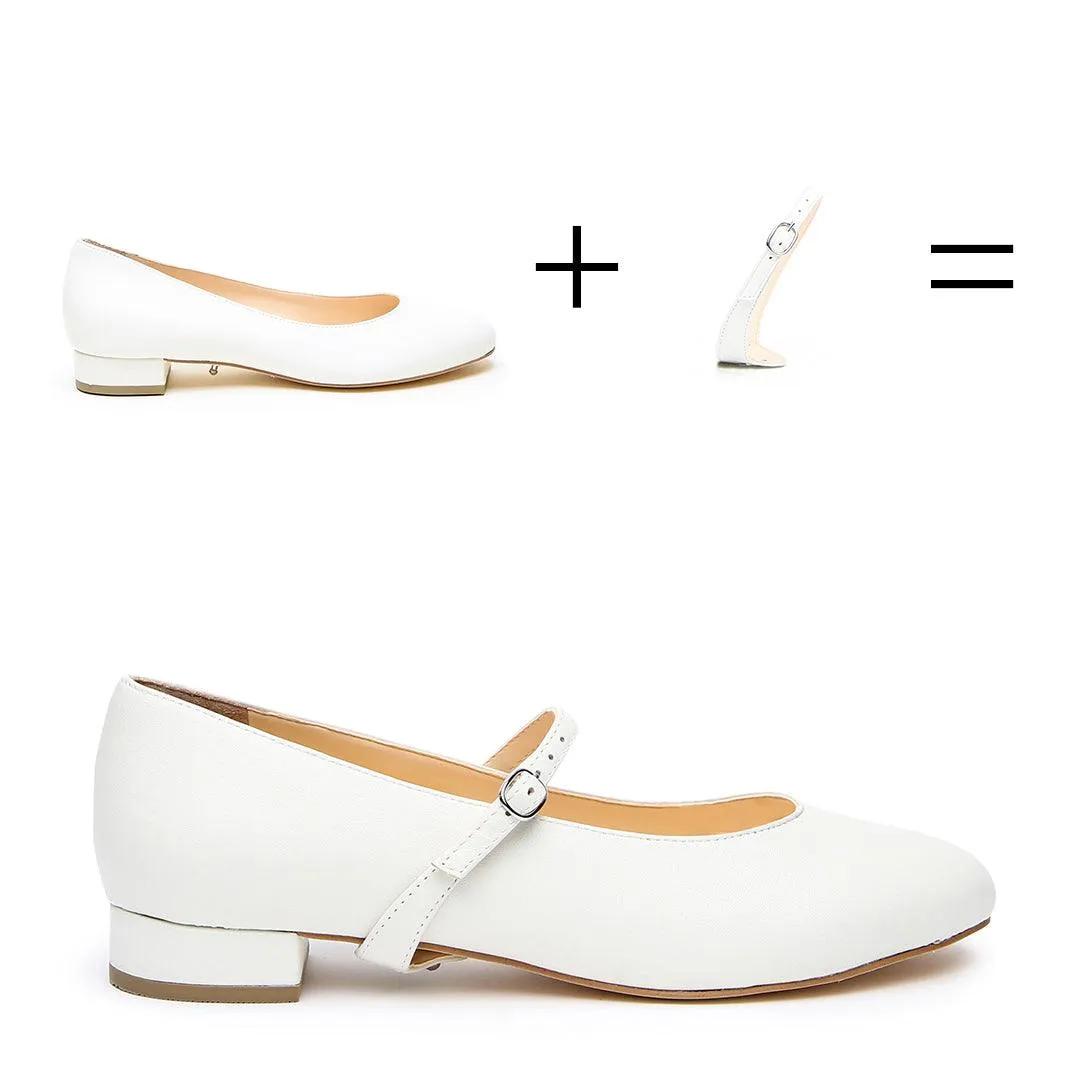 White Ballet Flat   Twiggy Strap