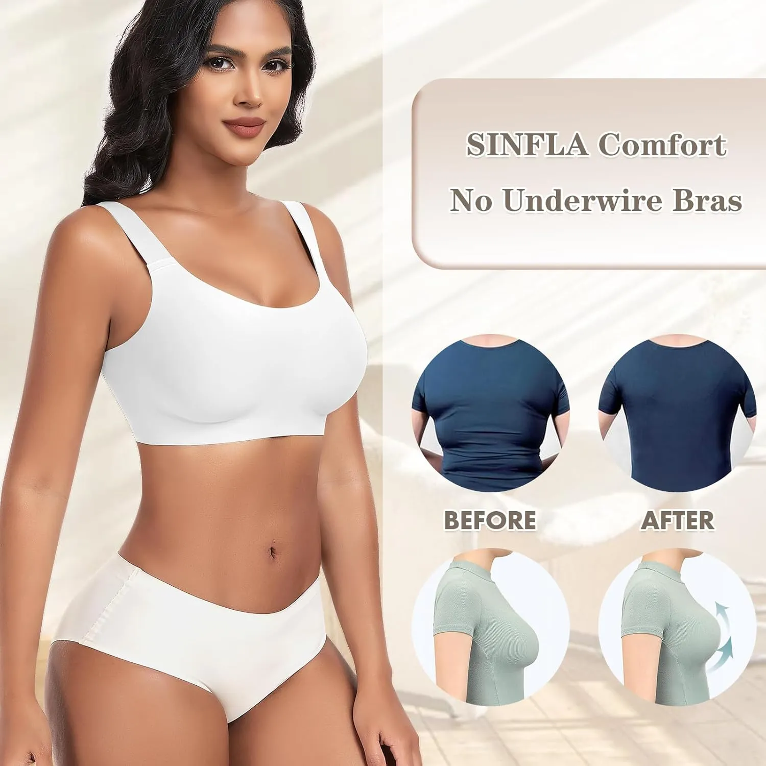 Wireless Bras Women No Underwire Comfortable Bra