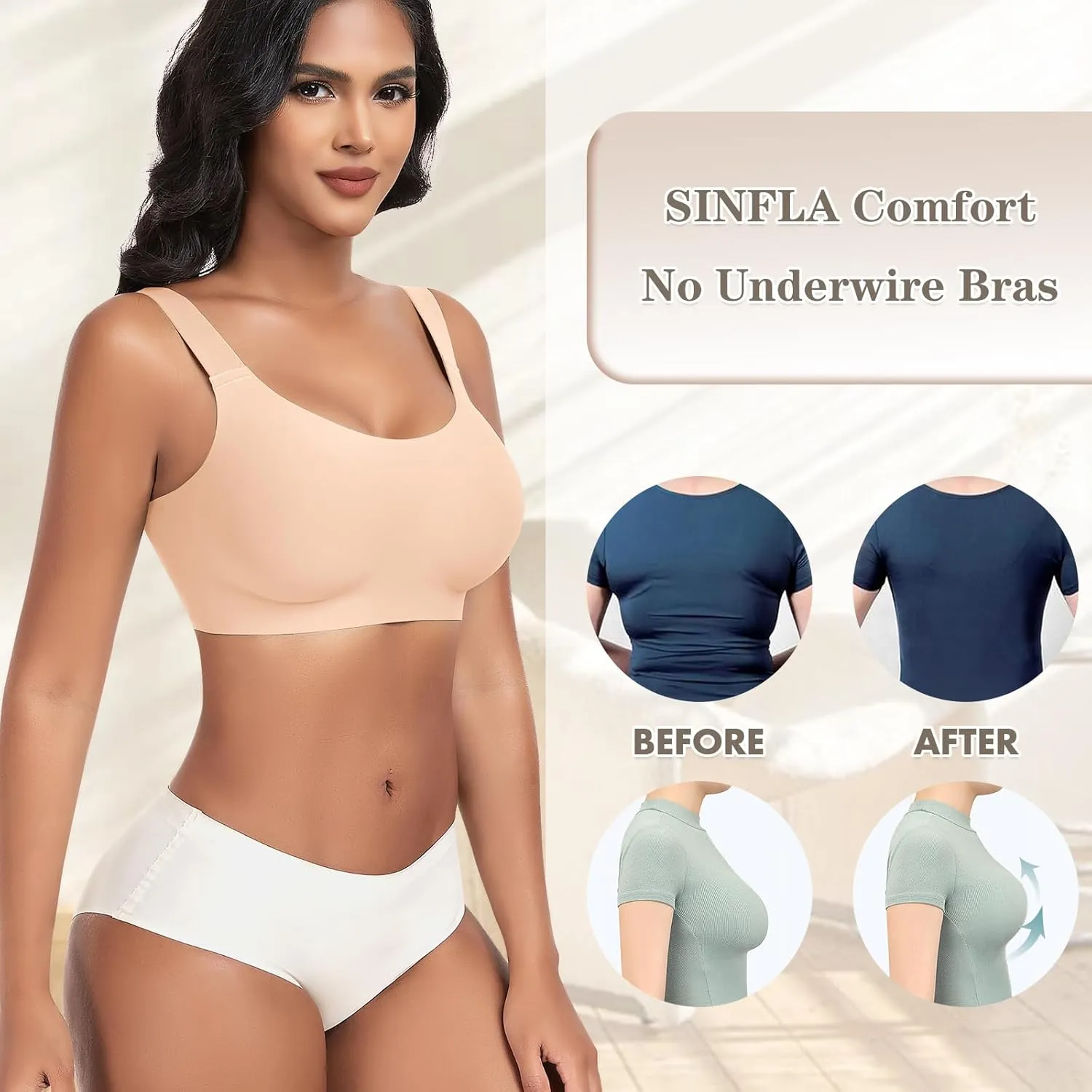 Wireless Bras Women No Underwire Comfortable Bra