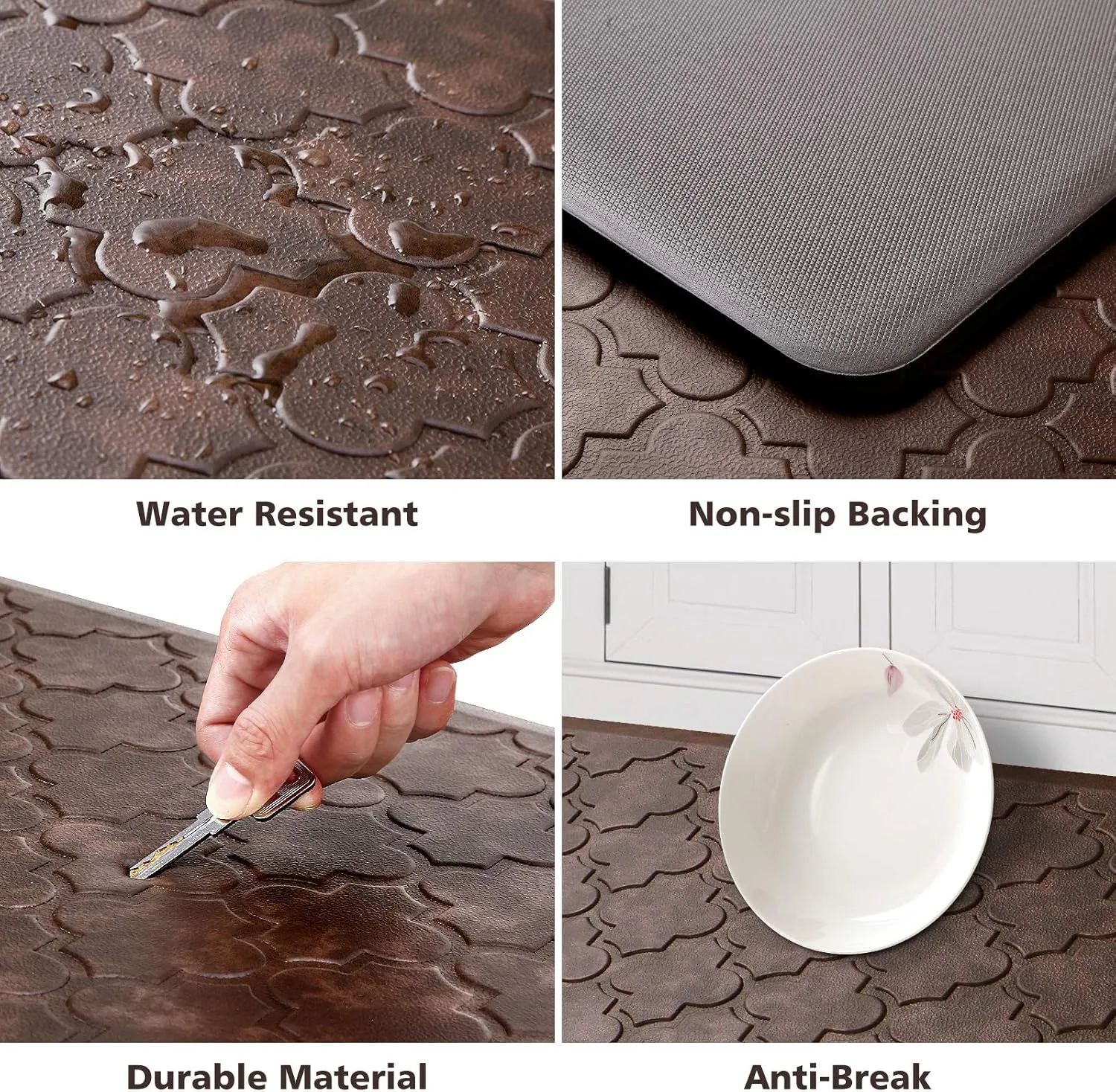WISELIFE Kitchen Mat Cushioned Anti Fatigue Floor Mat,17.3"x60", Thick Non Slip Waterproof Kitchen Rugs and Mats, Standing Mat for Floor,Home,Office,Desk,Sink, Brown