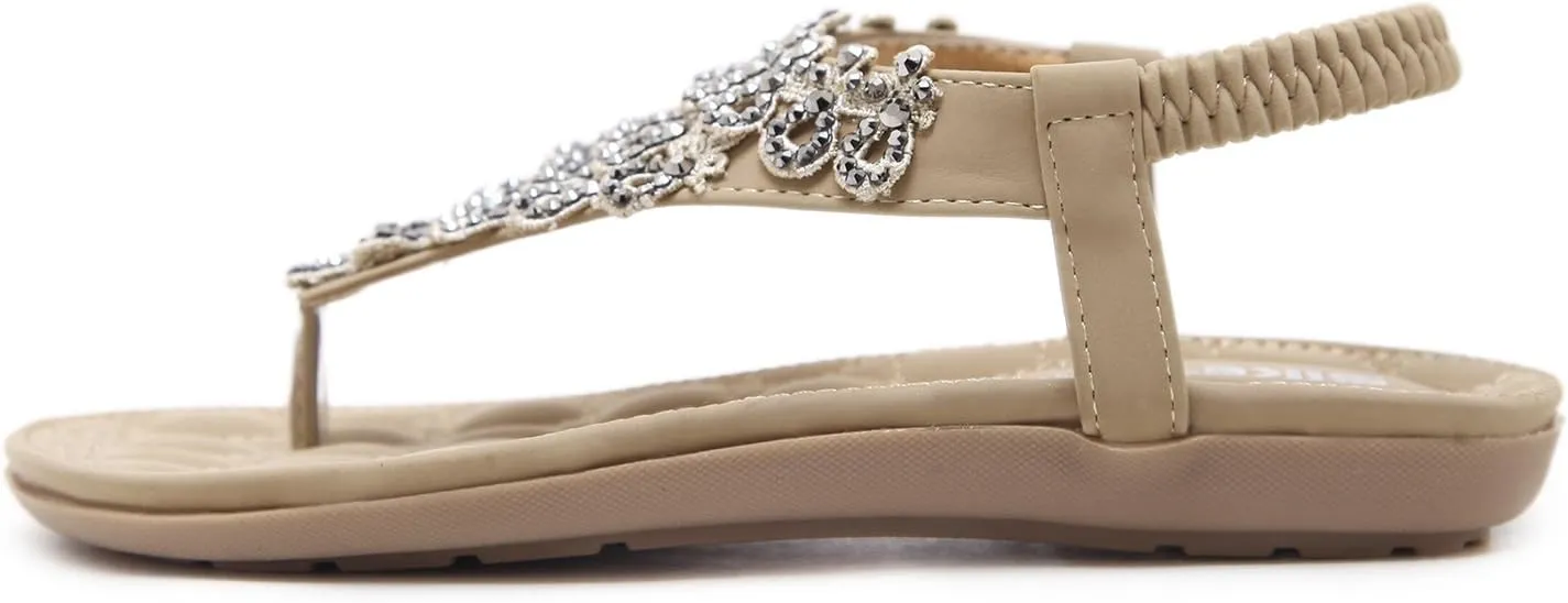 Women Beach Wear Flat Sandals Glitter Shoes Cruise Holiday Bohemian Flip Flops
