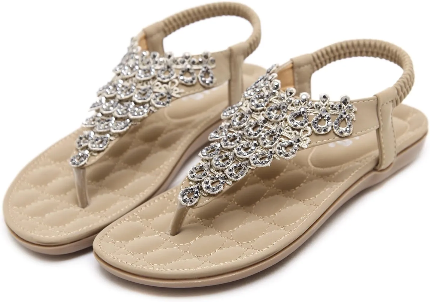 Women Beach Wear Flat Sandals Glitter Shoes Cruise Holiday Bohemian Flip Flops