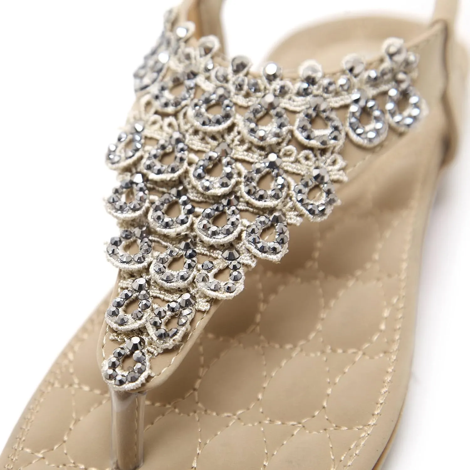 Women Beach Wear Flat Sandals Glitter Shoes Cruise Holiday Bohemian Flip Flops