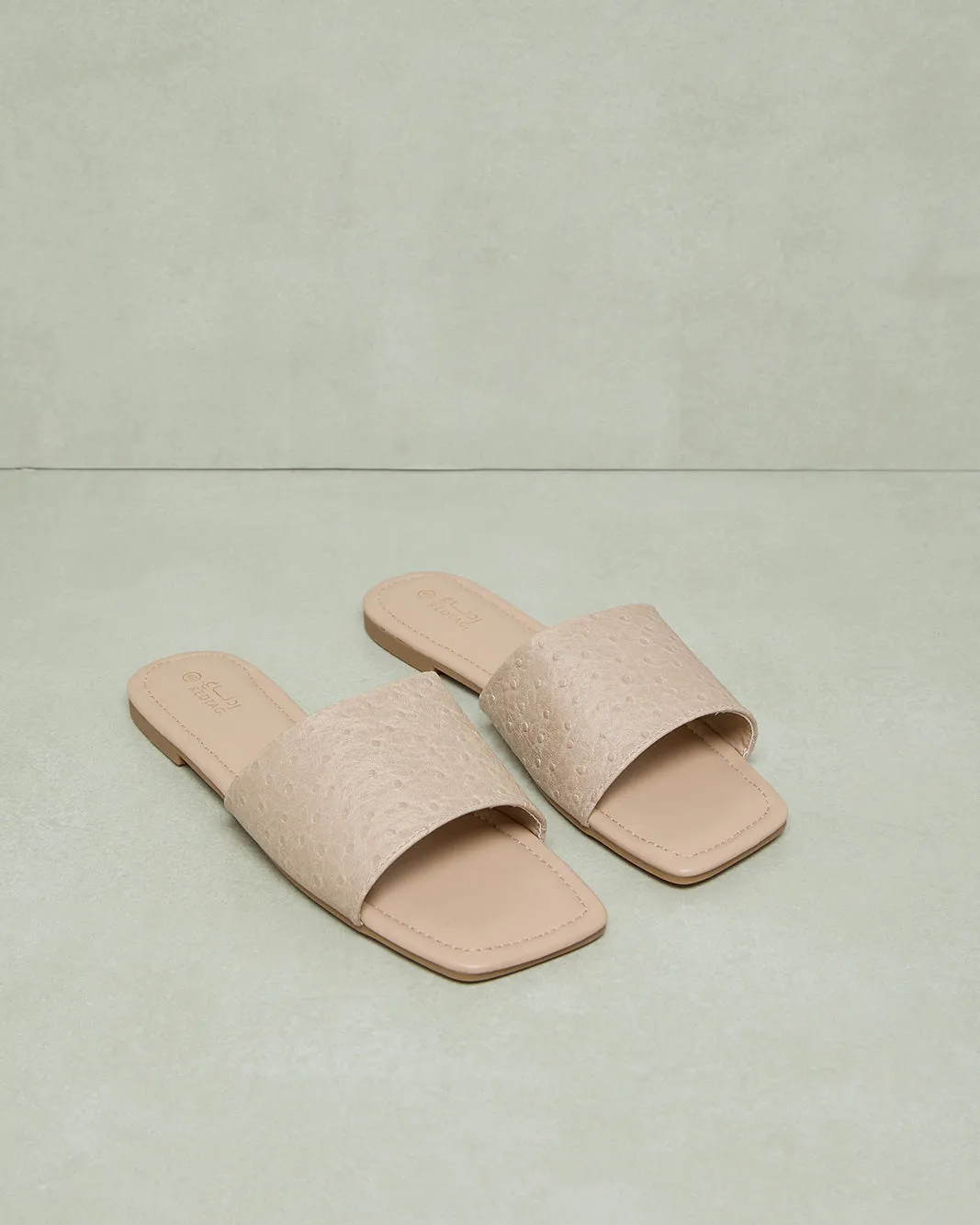 Women Beige Textured Mule