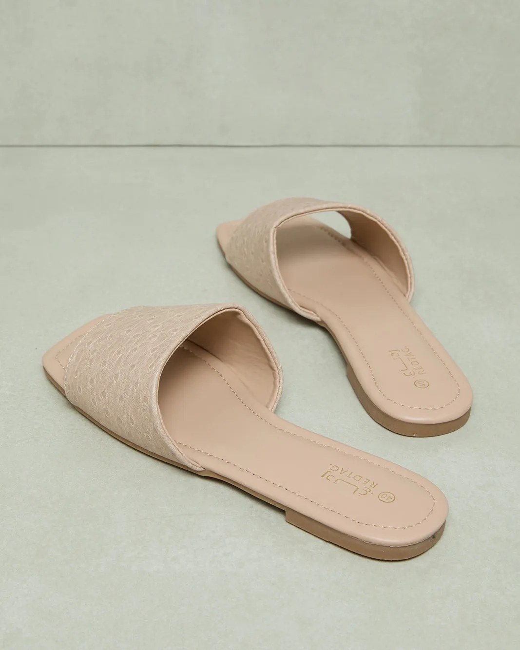 Women Beige Textured Mule