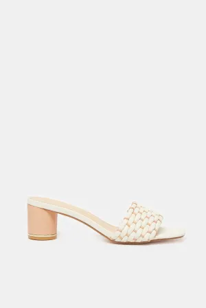Women Beige Weaved Mule