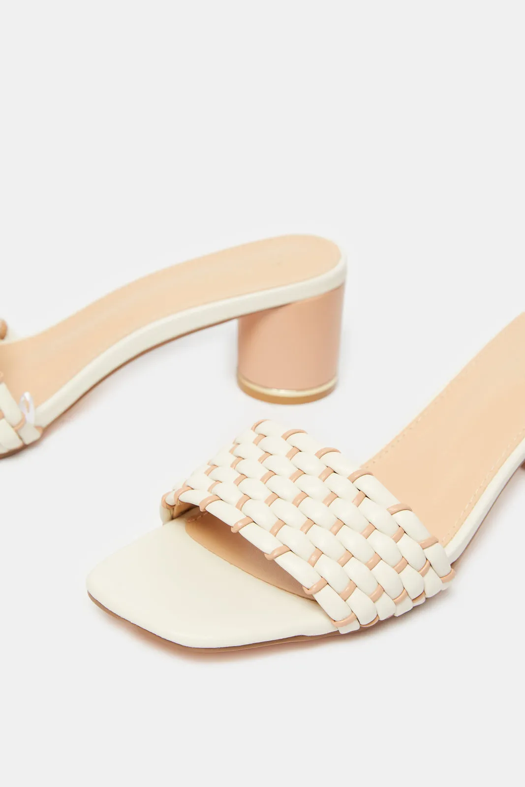 Women Beige Weaved Mule