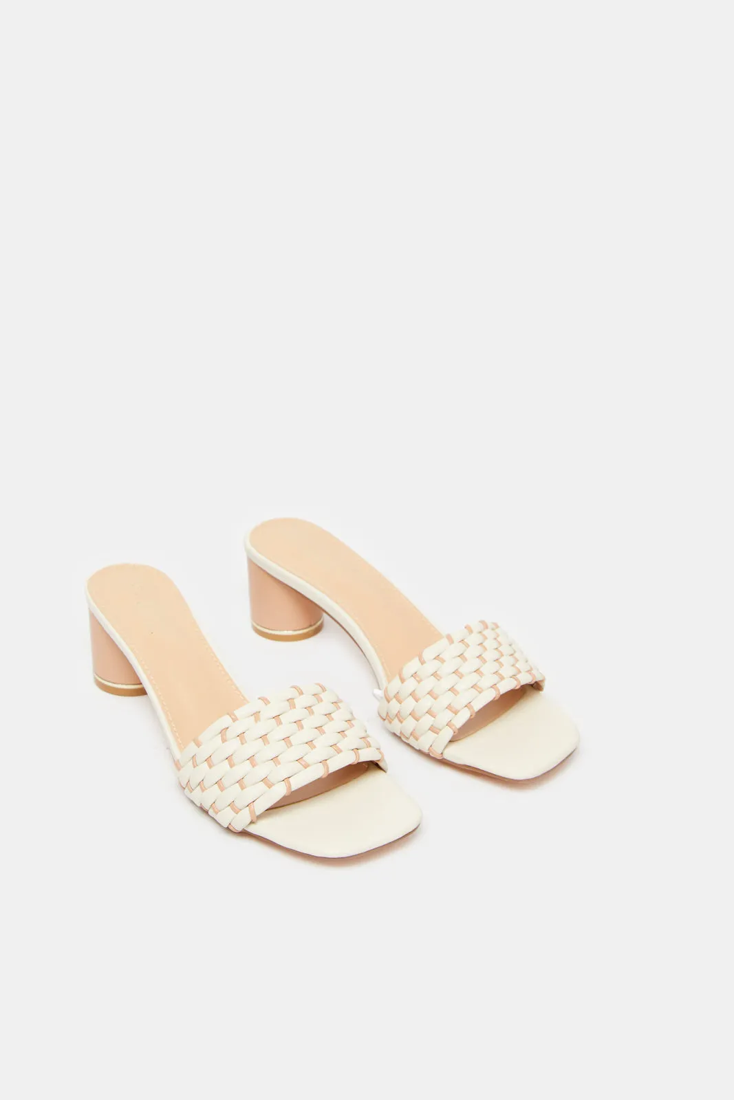 Women Beige Weaved Mule