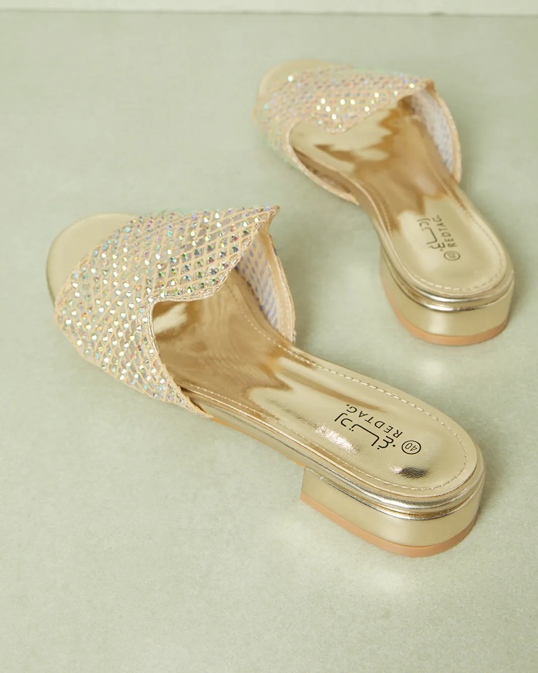 Women Gold Embellished Mule