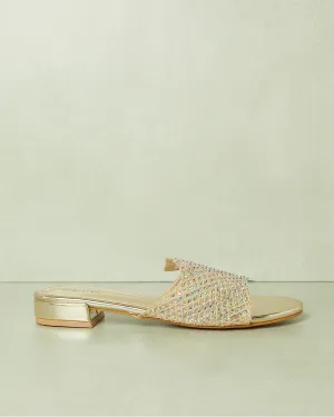 Women Gold Embellished Mule