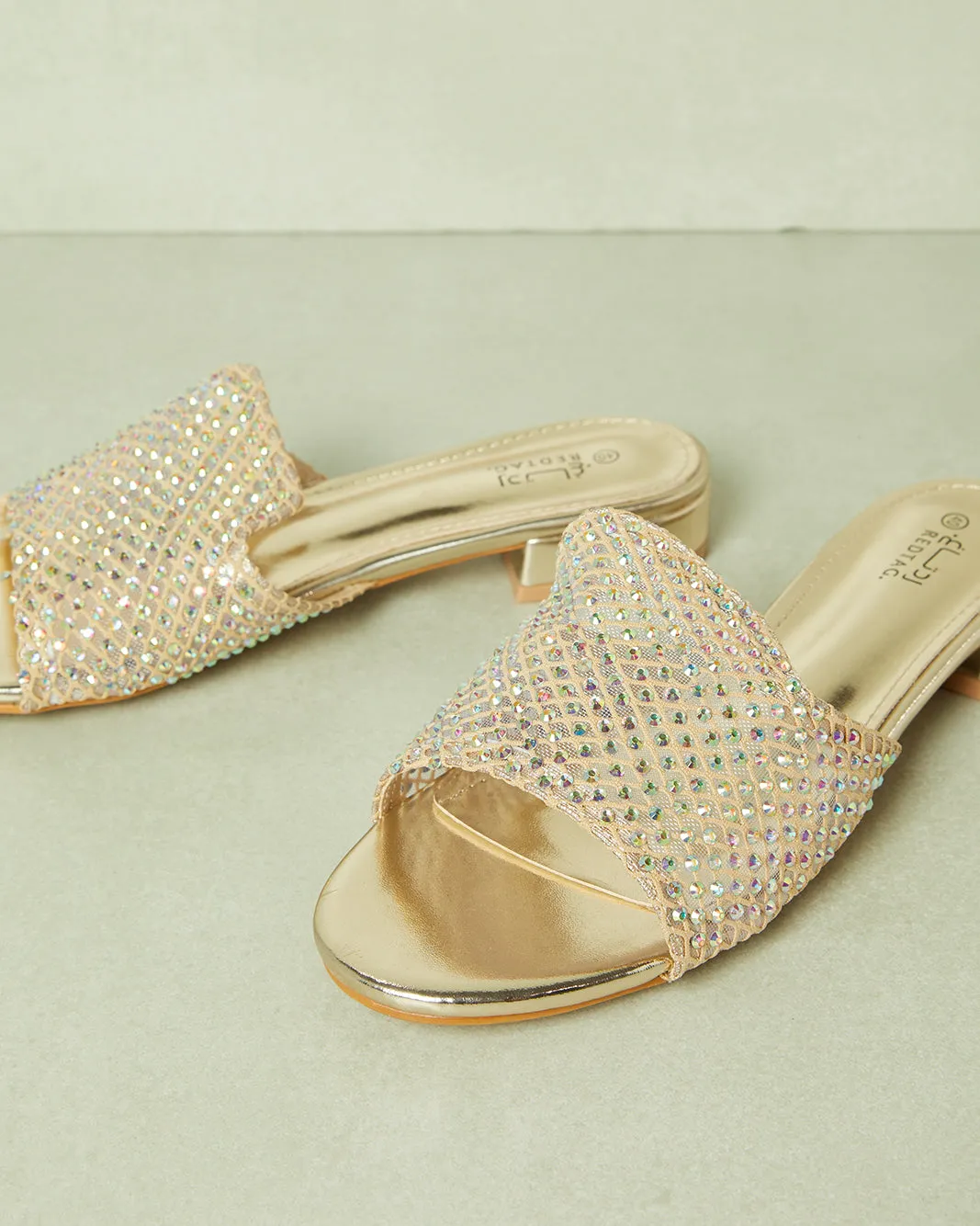 Women Gold Embellished Mule