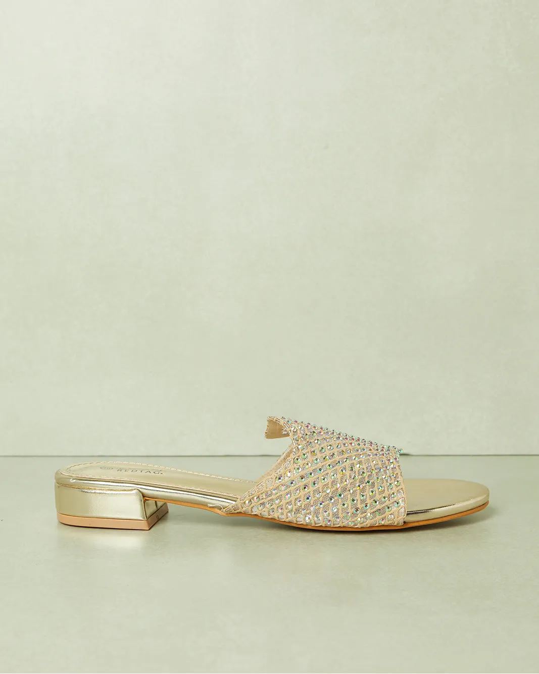 Women Gold Embellished Mule