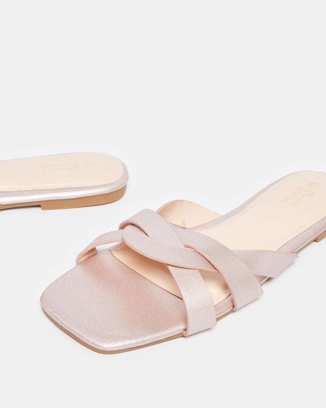 Women Gold Embellished Trim Mule