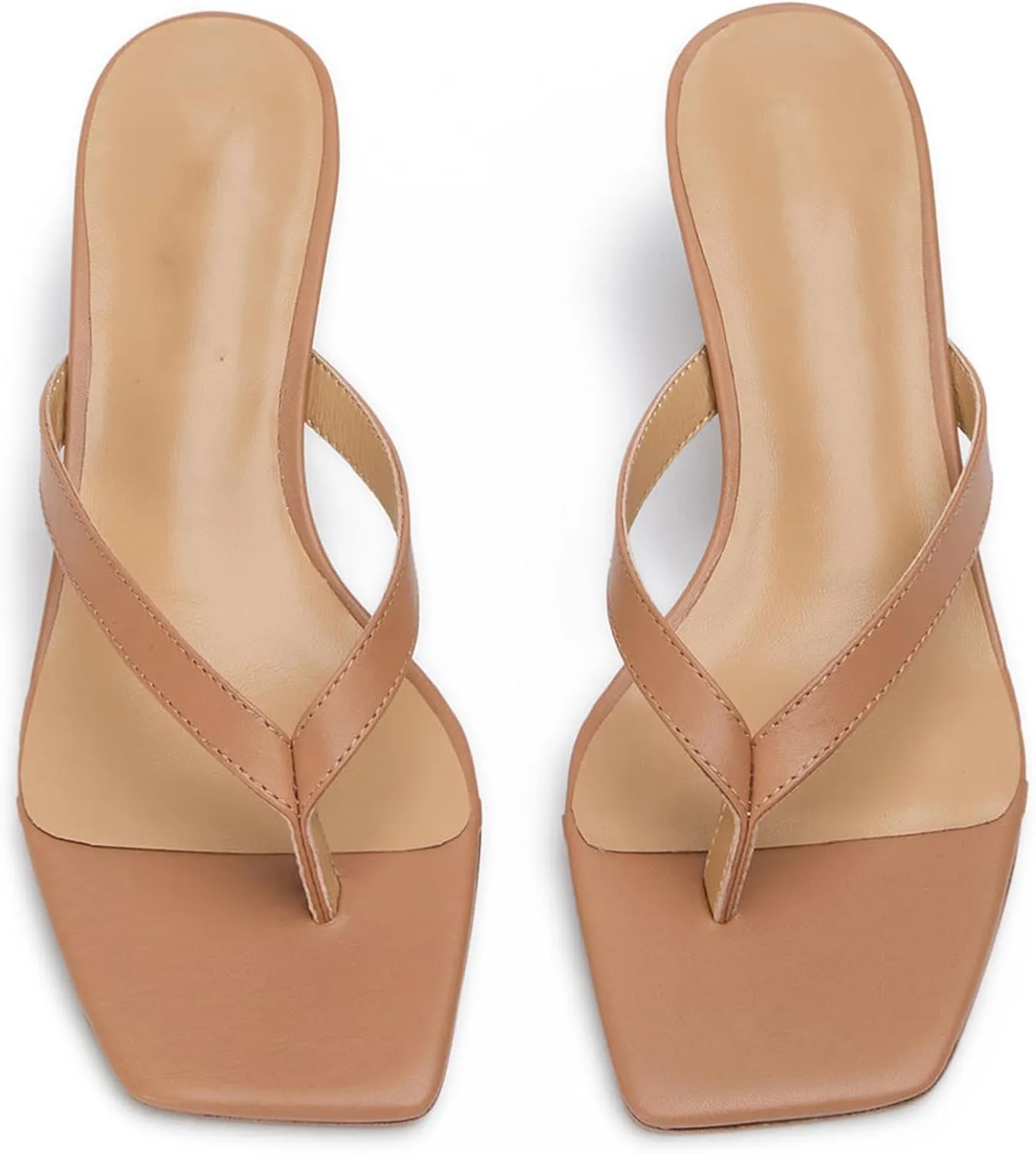 Women Kitten Heel Thong Sandals Square Open Toe Flip Flop Sandals Low Heel Fashion Party Dress Heeled Sandals