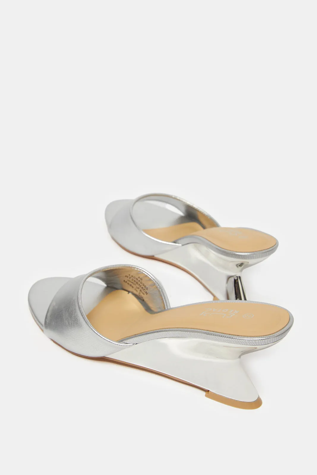 Women Silver Wedge Mule
