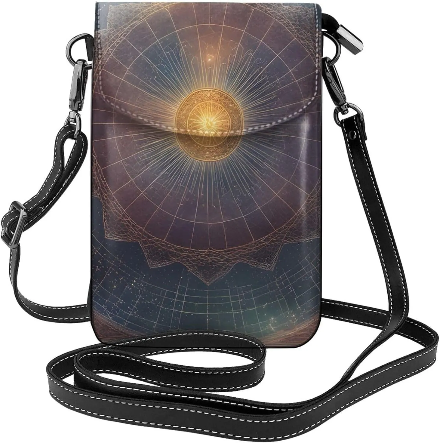women Small Cell Phone Purse Cosmic Shining Planet picture Soft, durable and waterproof PU leather Convenient for daily use and travel