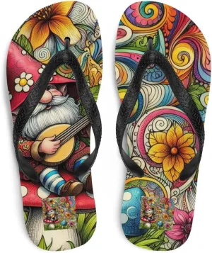 Women's Adorable Cottagecore Gnome Color Pop Luxe Flip-Flops