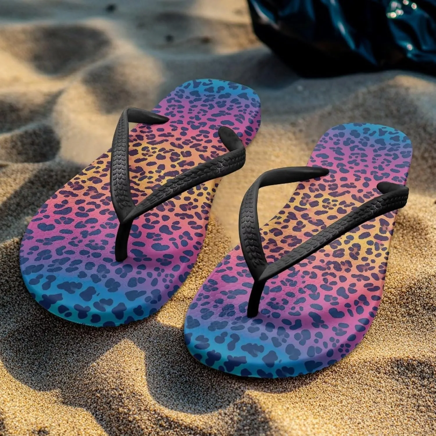 Women's Beach Flip-Flops Tropical Style Lightweight Thong Sandals with EVA Sole Non-Slip Pool Shower Slippers