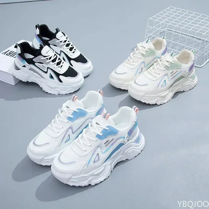 Women's Chunky Platform Sneakers Casual Trainers Breathable Flat Shoes