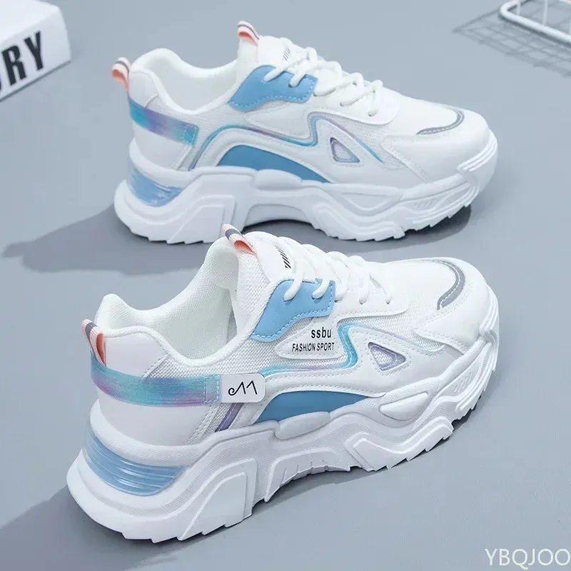 Women's Chunky Platform Sneakers Casual Trainers Breathable Flat Shoes