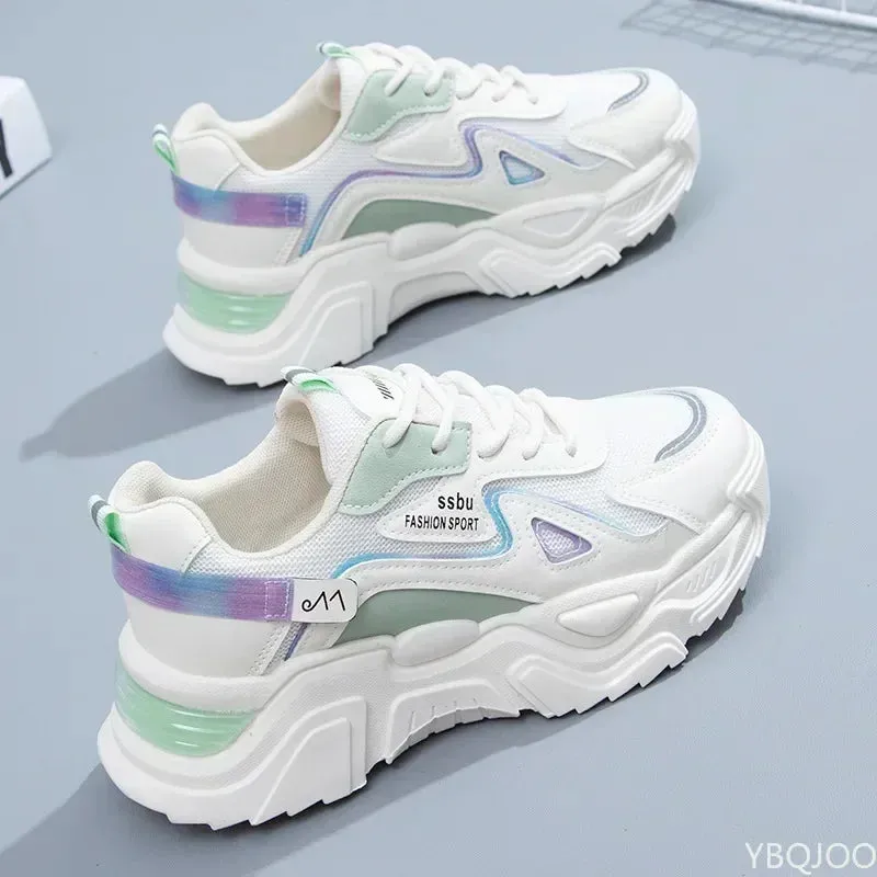 Women's Chunky Platform Sneakers Casual Trainers Breathable Flat Shoes