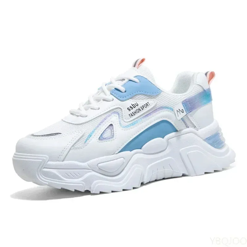Women's Chunky Platform Sneakers Casual Trainers Breathable Flat Shoes