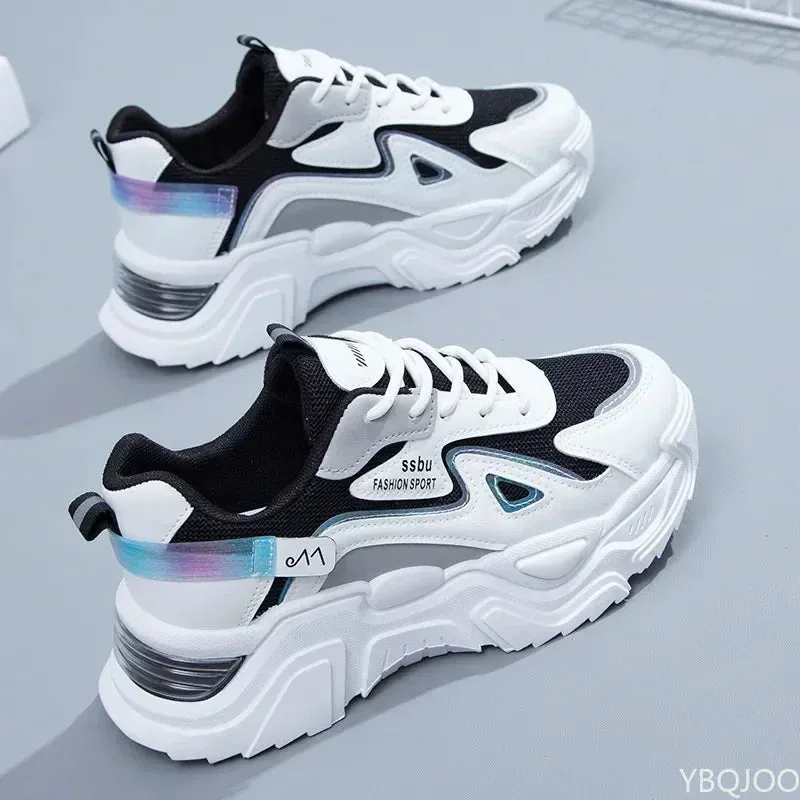 Women's Chunky Platform Sneakers Casual Trainers Breathable Flat Shoes