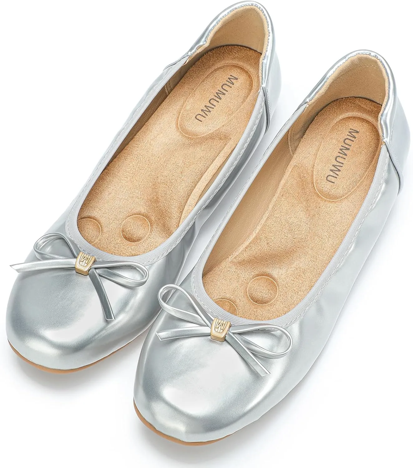 Women's Comfortable Ballet Flats Round Toe Flat Shoes for Women Bow Dressy Flats Shoes with Arch Support Insole