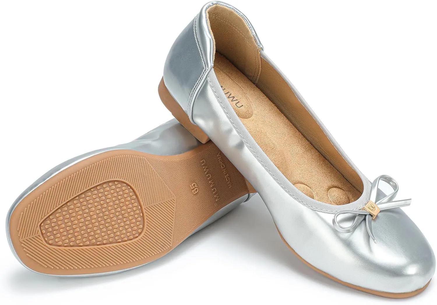 Women's Comfortable Ballet Flats Round Toe Flat Shoes for Women Bow Dressy Flats Shoes with Arch Support Insole