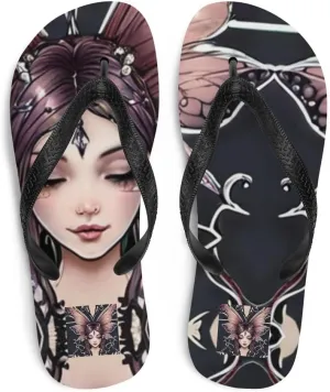 Women's Dark Artsy Chic Mystical Fairy Aesthetic Luxe Flip-Flops