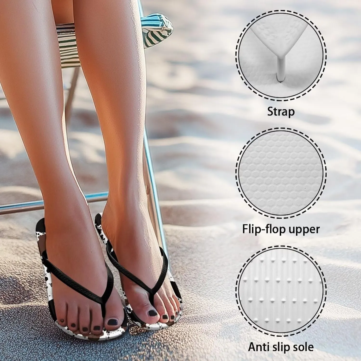 Womens Flip Flops Comfortable Walking Thong Sandals with Arch Support Slip On Shower Shoes Indoor Outdoor for Summer
