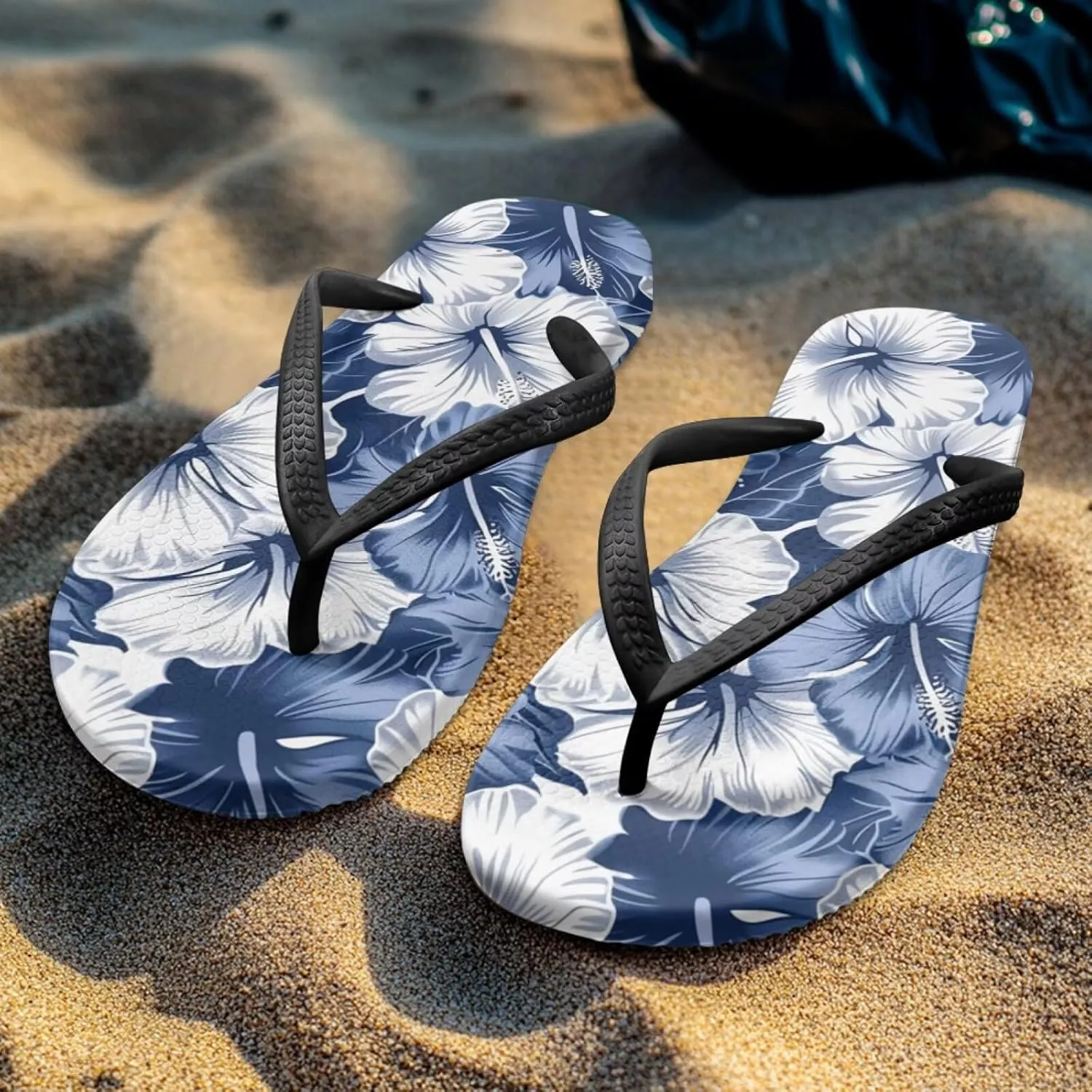 Women's Flip Flops Hawaiian Hibiscus Thong Sandals Comfortable Summer Beach Walking Slippers Shower Shoes