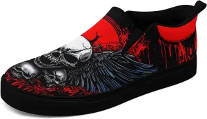 Women's Gothic Skull Canvas Slip-On Flat Shoes Men's Low top Dark Art Rose Stylish Sneakers Comfort Fashion Streetwear